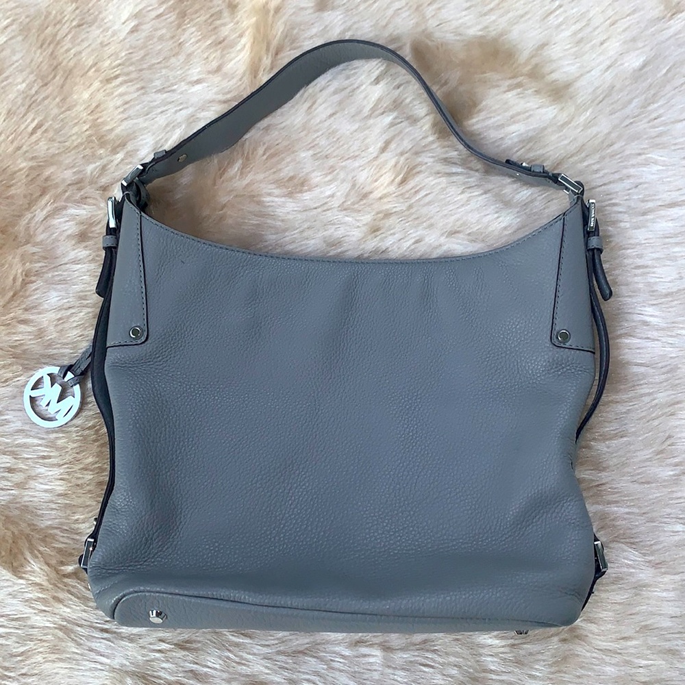 Michael Kors Gray Pebbled Leather Shoulder Bag - Picture 3 of 14